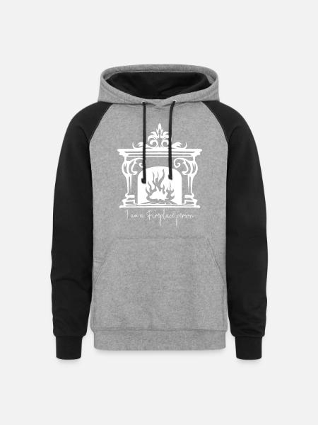 Oven Nice Fireplace Firewood - Unisex Colorblock Hoodie - heather gray/black