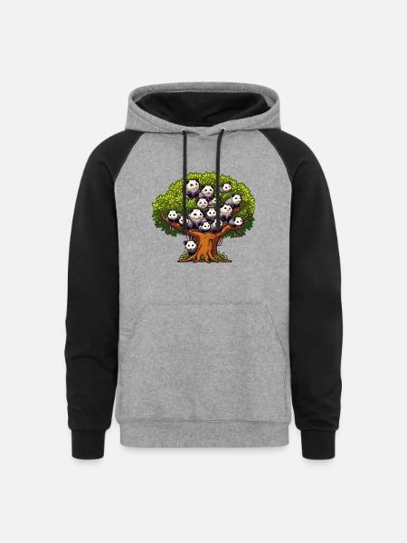 Opossums Tree - Unisex Colorblock Hoodie - heather gray/black
