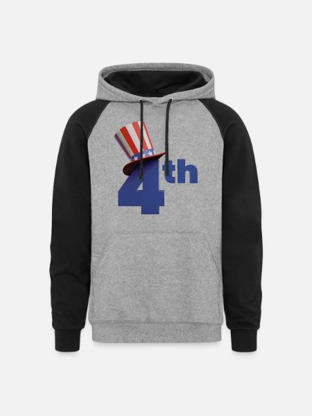 4th of july - Unisex Colorblock Hoodie - heather gray/black