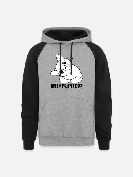 Unimpressed Funny Angry Cat - Unisex Colorblock Hoodie - heather gray/black