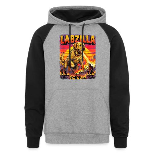 Labzilla Giant Yellow Labrador Monster Tee - Unisex Colorblock Hoodie