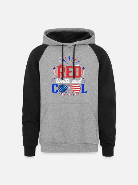 4th of july - Unisex Colorblock Hoodie - heather gray/black