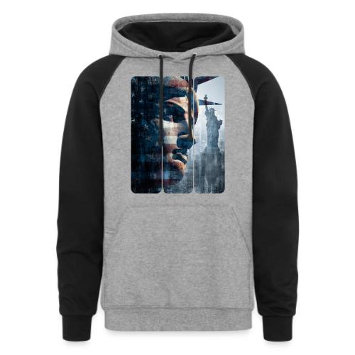 USA: Liberty in Three Visions - Unisex Colorblock Hoodie