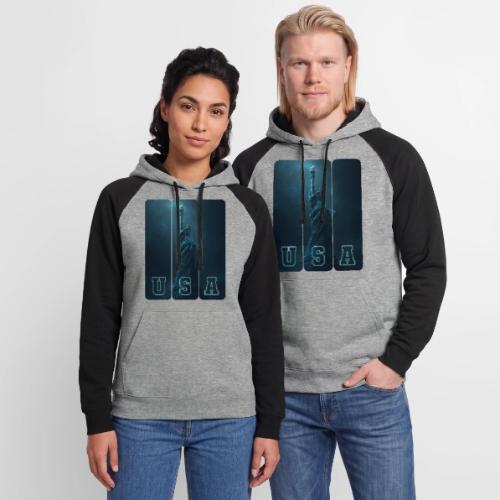 Neon Liberty USA Triptych - Unisex Colorblock Hoodie