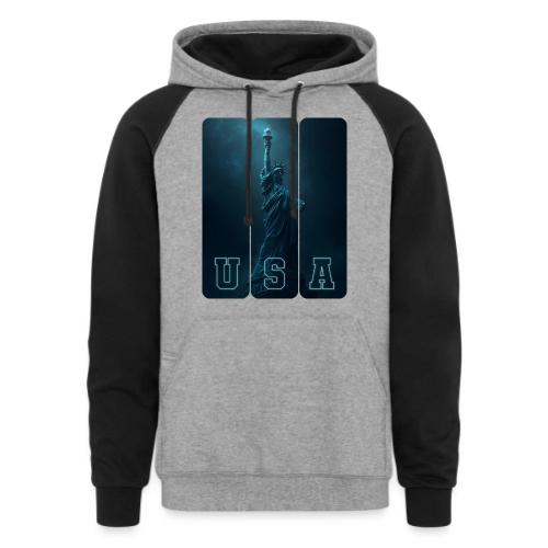 Neon Liberty USA Triptych - Unisex Colorblock Hoodie