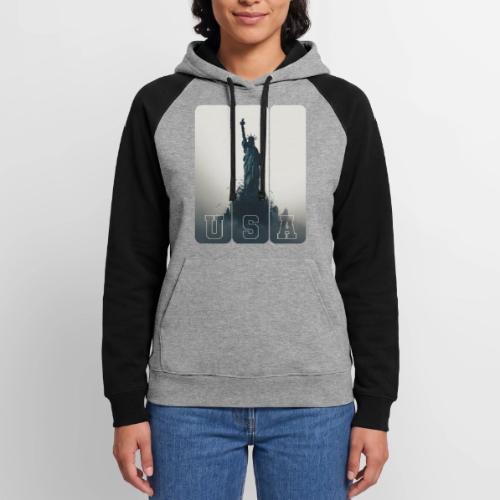 USA: Liberty Rising Over Manhattan - Unisex Colorblock Hoodie