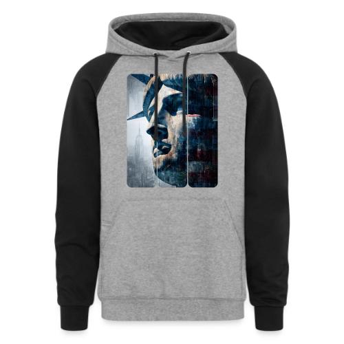 USA: Urban Liberty Triptych - Unisex Colorblock Hoodie