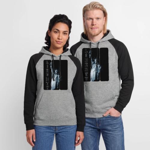 USA: Vertical Liberty - Unisex Colorblock Hoodie