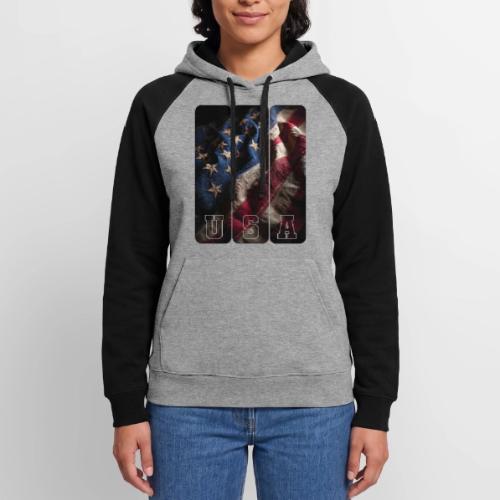 USA: Worn Stars and Stripes - Unisex Colorblock Hoodie