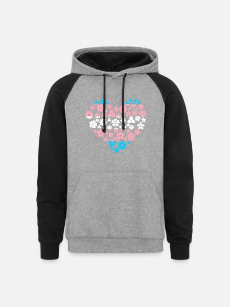 Trans Heart - Unisex Colorblock Hoodie - heather gray/black