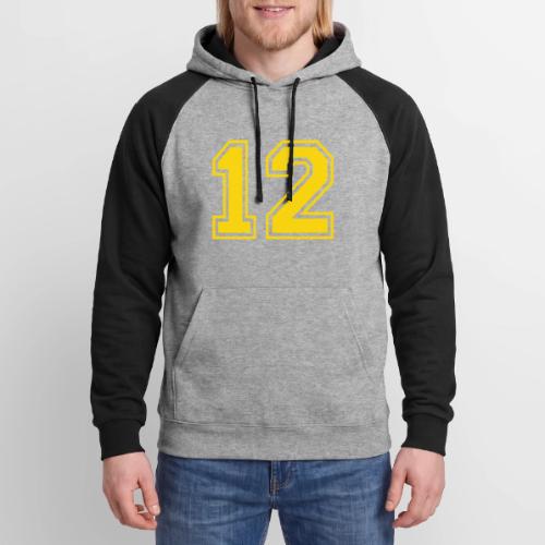 Number 12 in a classic athletic collegiate font - Unisex Colorblock Hoodie