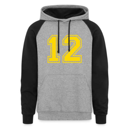 Number 12 in a classic athletic collegiate font - Unisex Colorblock Hoodie