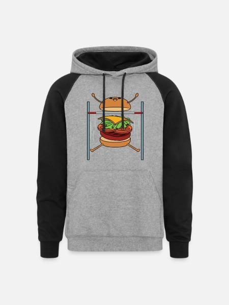 Burger High Jump - Unisex Colorblock Hoodie - heather gray/black
