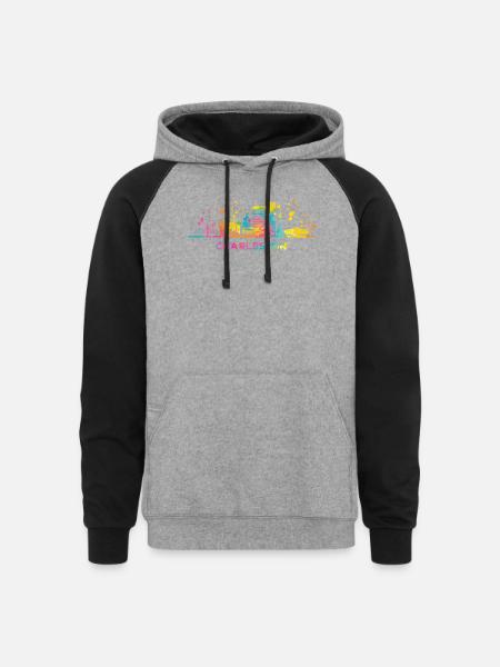 Charlestonian Skyline Charleston - Unisex Colorblock Hoodie - heather gray/black