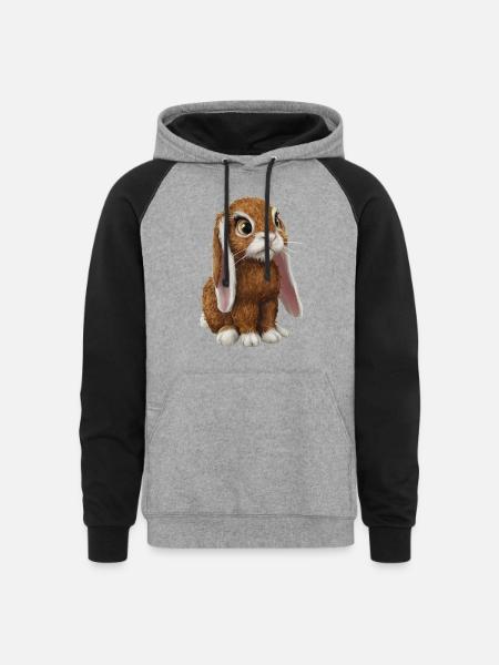 Coconut Bunny - Unisex Colorblock Hoodie - heather gray/black