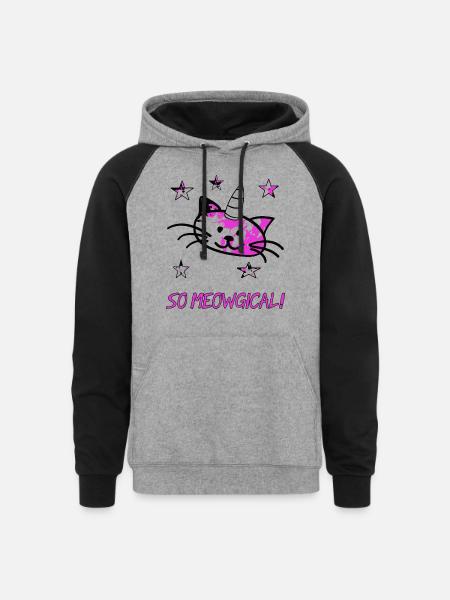So Meowgical - Unisex Colorblock Hoodie - heather gray/black