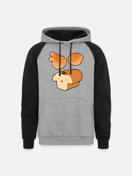 Bread Friends - Unisex Colorblock Hoodie - heather gray/black
