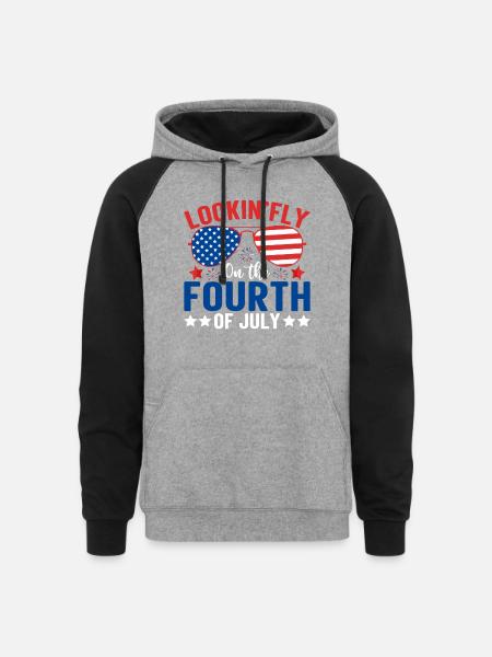 4th of july - Unisex Colorblock Hoodie - heather gray/black