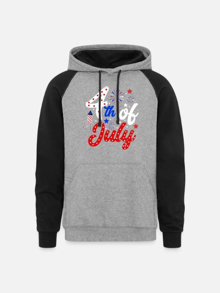 4th of july - Unisex Colorblock Hoodie - heather gray/black