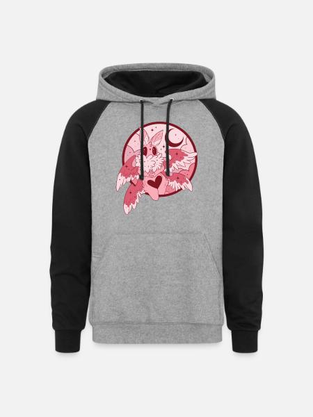 Rosy Maple Mothman - Unisex Colorblock Hoodie - heather gray/black