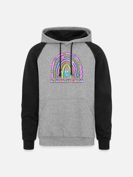 Emergency Nurse rainbow - Unisex Colorblock Hoodie - heather gray/black