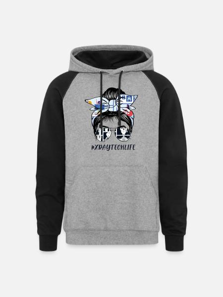 Xray tech life - Unisex Colorblock Hoodie - heather gray/black
