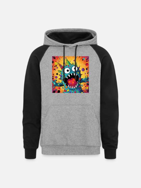 A Surprised Creation - Unisex Colorblock Hoodie - heather gray/black
