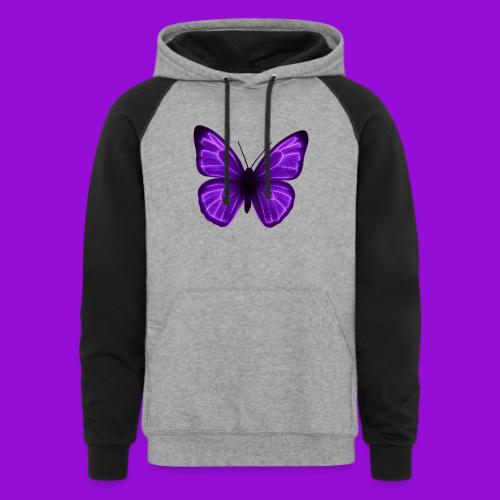 Neon Purple Butterfly - Unisex Colorblock Hoodie