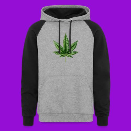 Cannabis Leaf - Unisex Colorblock Hoodie