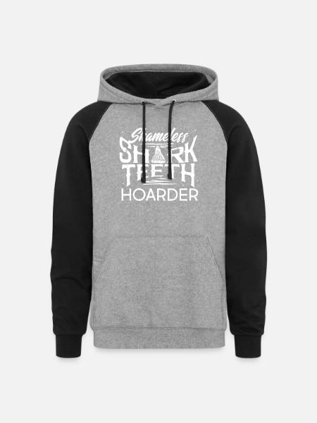 Sharks, Shark Teeth Collector - Unisex Colorblock Hoodie - heather gray/black