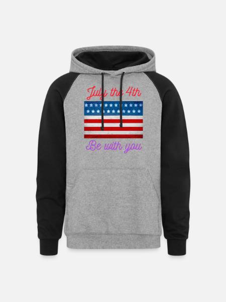 July the 4th - Unisex Colorblock Hoodie - heather gray/black