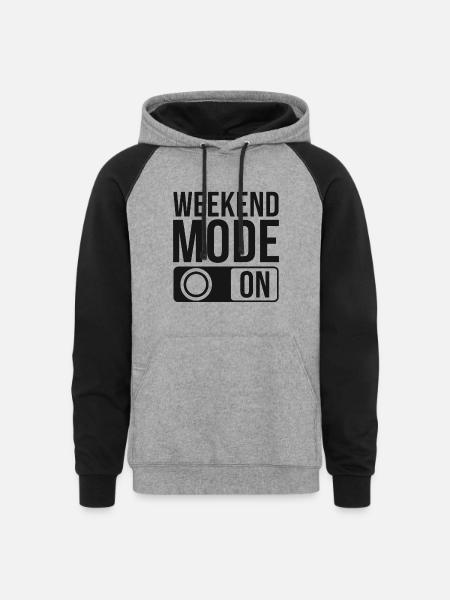 Weekend Mode On - Unisex Colorblock Hoodie - heather gray/black