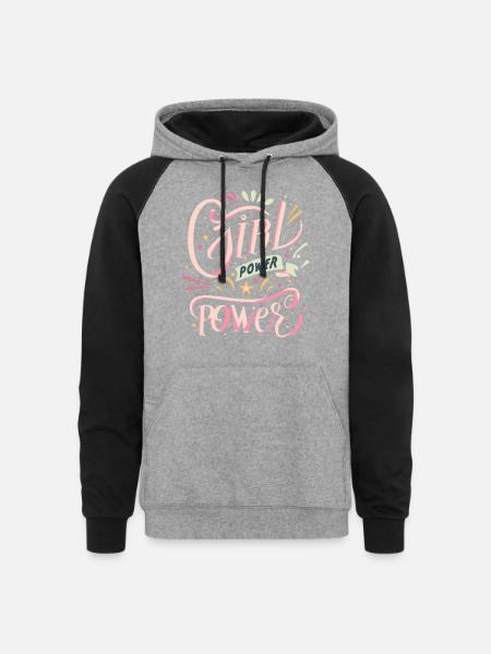 Girl Power colourpop - Unisex Colorblock Hoodie - heather gray/black