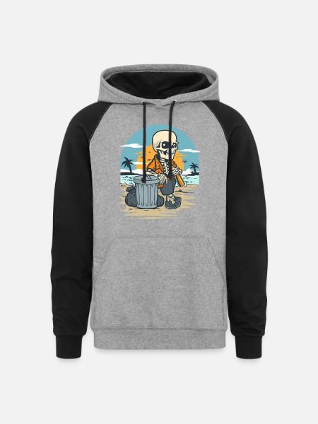 Beach Clean Up - Unisex Colorblock Hoodie - heather gray/black