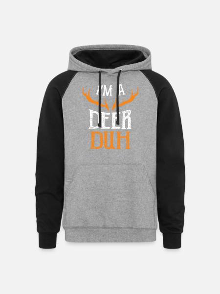 I'm A Deer Duh - Deer - Unisex Colorblock Hoodie - heather gray/black