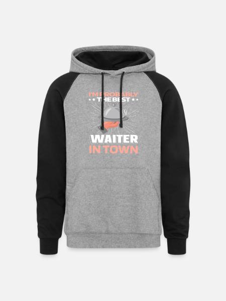 Waiter Waitress Funny - Unisex Colorblock Hoodie - heather gray/black