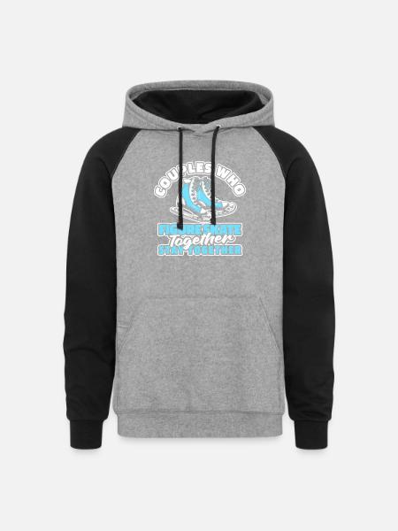 Figure Skating Couple - Unisex Colorblock Hoodie - heather gray/black