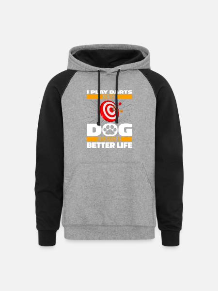 Darting Darts Dog - Unisex Colorblock Hoodie - heather gray/black