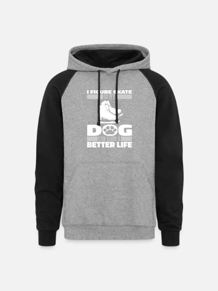 Figure Skating Dog - Unisex Colorblock Hoodie - heather gray/black