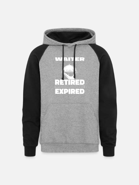Waiter Waitress Retired - Unisex Colorblock Hoodie - heather gray/black