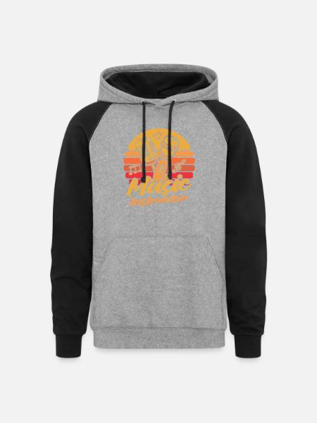 Music Teacher Microphone - Unisex Colorblock Hoodie - heather gray/black