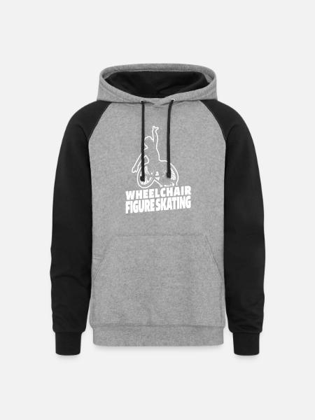 Figure Skating Wheelchair - Unisex Colorblock Hoodie - heather gray/black