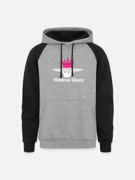 Waiter Waitress Queen - Unisex Colorblock Hoodie - heather gray/black