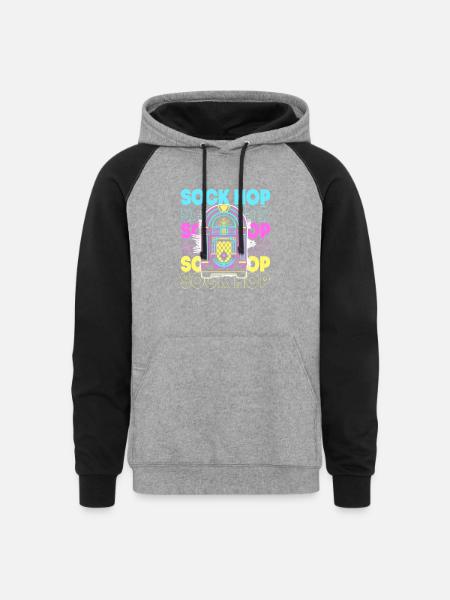 Retro 50s Sock Hop Dance - Unisex Colorblock Hoodie - heather gray/black