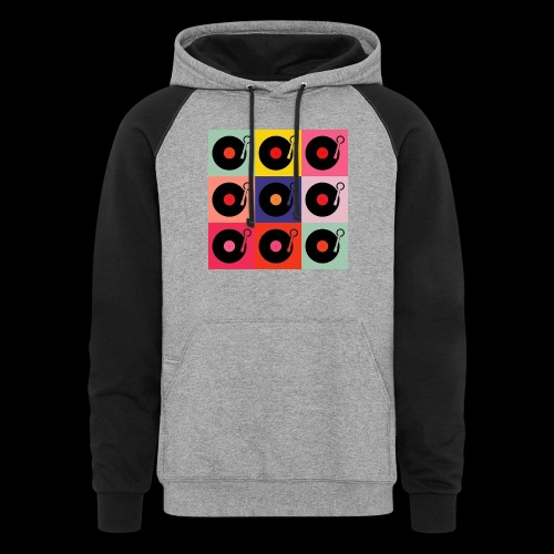 Records in the Fashion of Warhol - Unisex Colorblock Hoodie