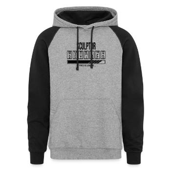 Retirement - Retired Sculptor - Unisex Colorblock Hoodie - heather gray/black - Front - AI Model Male 185 light (185cm) & AI Model Female 180 light (180cm)