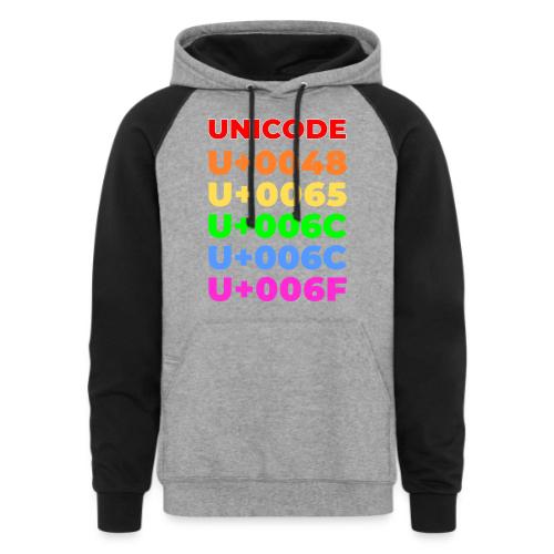 Hello, in unicode - Unisex Colorblock Hoodie