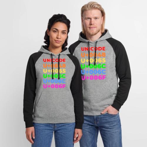 Hello, in unicode - Unisex Colorblock Hoodie