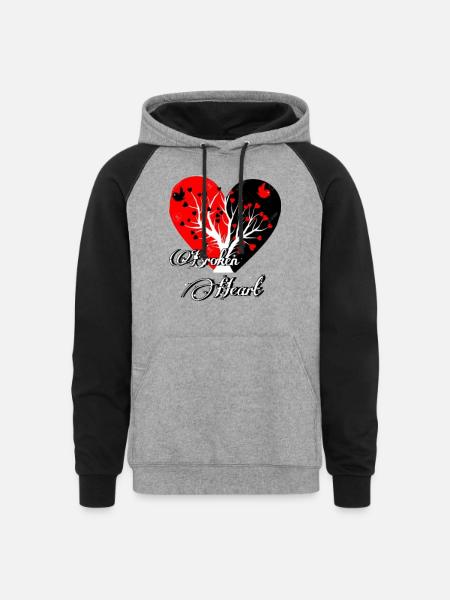 Broken heart - Unisex Colorblock Hoodie - heather gray/black