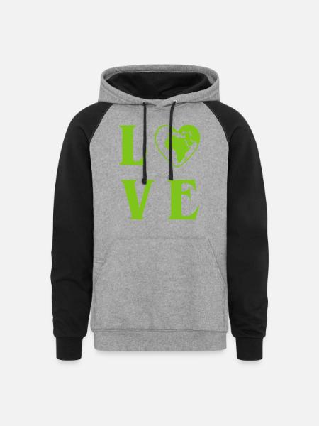 Love Planet Earth - Unisex Colorblock Hoodie - heather gray/black